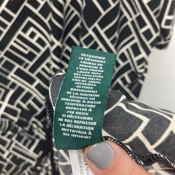 Lauren Ralph Lauren black white career-wear dress pockets tie waist large - Picture 11 of 12